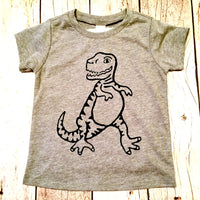 Dinosaur Tyrannosaurus Rex T Rex boys grey kids shirt