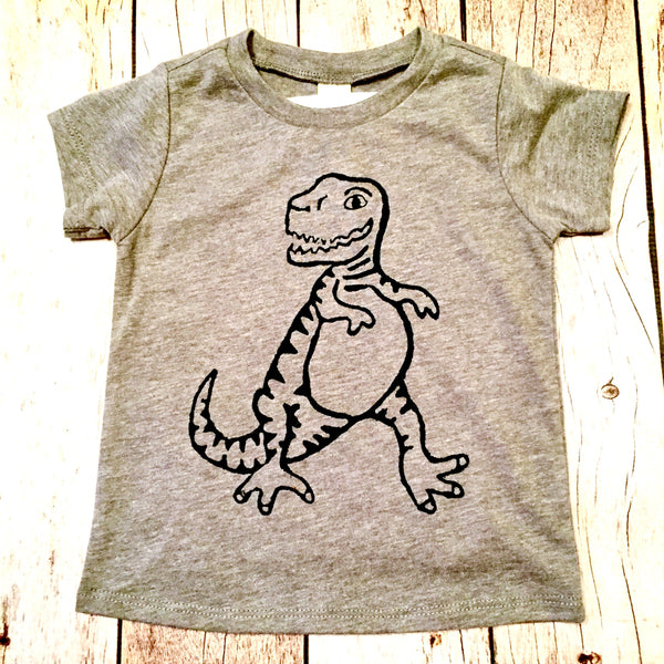 Dinosaur Tyrannosaurus Rex T Rex boys grey kids shirt