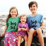 big bro or big sis sibling shirts for birth announcement hospital outfit with newborn Colors- red, blue, grey, mint, purple- boys girl kids shirt