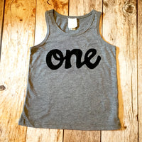 boys 1st birthday heathered grey tank top