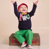 Navy two Birthday Shirt - long sleeves red, chevron, Pez, green circles- Boys 2nd Birthday- 2 year old cake and party theme