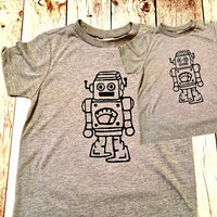 Father's Day Robot Matching Grey Tshirt set men's boys kids