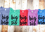 big bro or big sis sibling shirts for birth announcement hospital outfit with newborn Colors- red, blue, grey, mint, purple- boys girl kids shirt