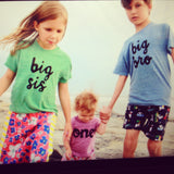 big bro or big sis sibling shirts for birth announcement hospital outfit with newborn Colors- red, blue, grey, mint, purple- boys girl kids shirt