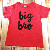 big bro or big sis sibling shirts for birth announcement hospital outfit with newborn Colors- red, blue, grey, mint, purple- boys girl kids shirt