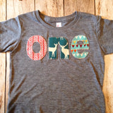 Birthday Shirt one shirt for boys 1st 1 year old wood deer elk buck tee pee wild and free animals forest teal orange brown triangles