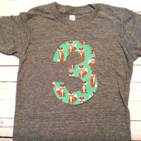 Fox seafoam Birthday shirt 1 2 3 4 5 6 7 third three year teal forest arrow teepee tee pee arrow hunter feather animal fall tribal camp