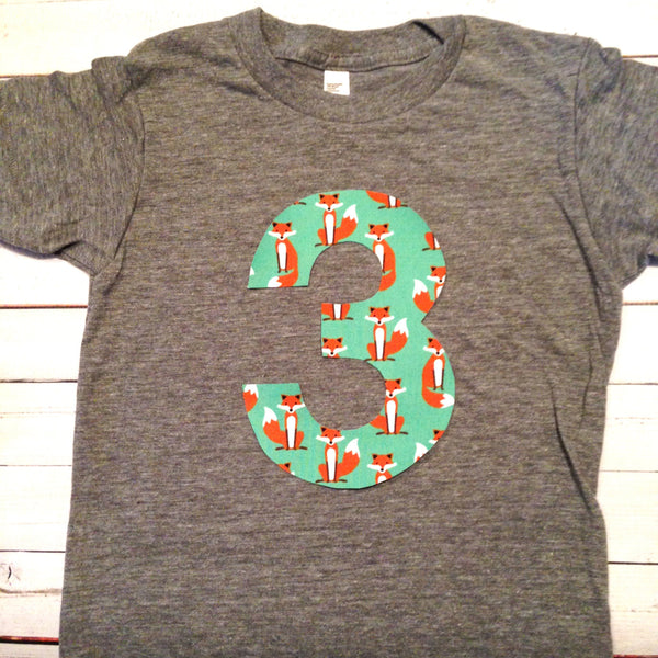 Fox seafoam Birthday shirt 1 2 3 4 5 6 7 third three year teal forest arrow teepee tee pee arrow hunter feather animal fall tribal camp