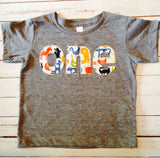 one Farm Birthday Shirt- Boys Birthday T Shirt - Tractors and Animals Cow Sheep Pig Chicken Rooster yellow red blue birthday outfit cake