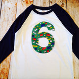 8th Bricks birthday shirt any number Fabric Birthday Shirt Navy and White Raglan sports jersey 5 6 7 8 9 year old birthday shirt building