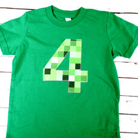 Fourth Be mine tnt birthday shirt green 8 pixel video game craft fair four 4 4th 5th 7th 8th 9th birthday boy tnt water land hacks 6 7 8 9