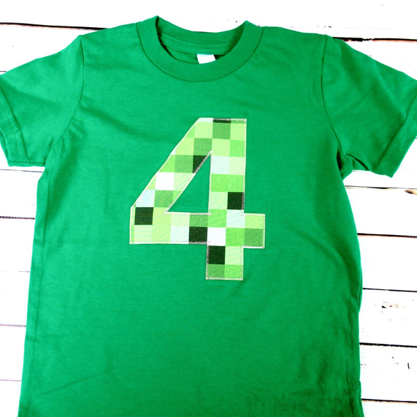 Fourth Be mine tnt birthday shirt green 8 pixel video game craft fair four 4 4th 5th 7th 8th 9th birthday boy tnt water land hacks 6 7 8 9
