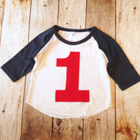 Heathered navy and White Birthday Shirts Boys Birthday Shirt 1st Birthday First One Year Old Birthday 1 year old Birthday sports raglan