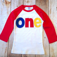 Red yellow blue Birthday shirt Red and White Raglan Shirt 1st Birthday Shirt Boys one primary colors one year old navy blue 1 birthday