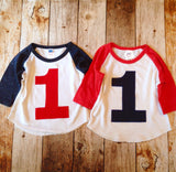 Heathered navy and White Birthday Shirts Boys Birthday Shirt 1st Birthday First One Year Old Birthday 1 year old Birthday sports raglan