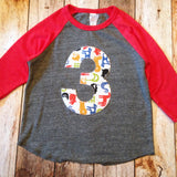 3 Farm barn birthday shirt Eco Heathered red grey Boys 2 old Birthday cow print hide bandana horse animal tractor two 2nd 1 2 3 4 5 6 7