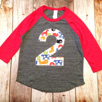 Farm barn birthday shirt Eco Heathered red grey Boys 2 old Birthday cow print hide bandana horse animal tractor two 2nd 1 2 3 4 5 6 7