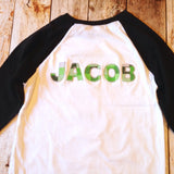 Big bro sis set Name on shirt personalized letters 8 pixel green Building bricks blocks boy Birthday outfit monogram custom letters craft