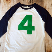5th five boys Birthday shirt NAVY blue and White Baseball Raglan kelly green T Shirt- 1st, 2nd, 3rd Any Birthday 1 2 3 4 5 6 7 8 9 sport