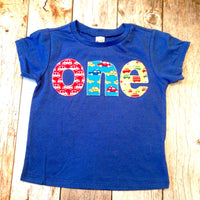 Blue or red cars 1st Birthday Shirt one shirt triblend indigo red blue and yellow cars trucks for boys 1 year Birthday Shirt primary colors