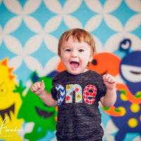 Scary monster birthday shirt dark heathered charcoal eco triblend one birthday shirt for boys 1st birthday monster aliens spaceship furry