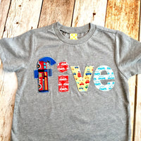 5 Fire truck birthday shirt, boys birthday shirt, 5th birthday party outfit, firetruck birthday, boys fire truck shirt, fire engine, gift,