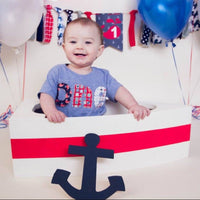 ocean waves birthday shirt shark jolly roger skull boat nautical ocean ship pirate anchor on heathered grey 1 boys first red white and blue