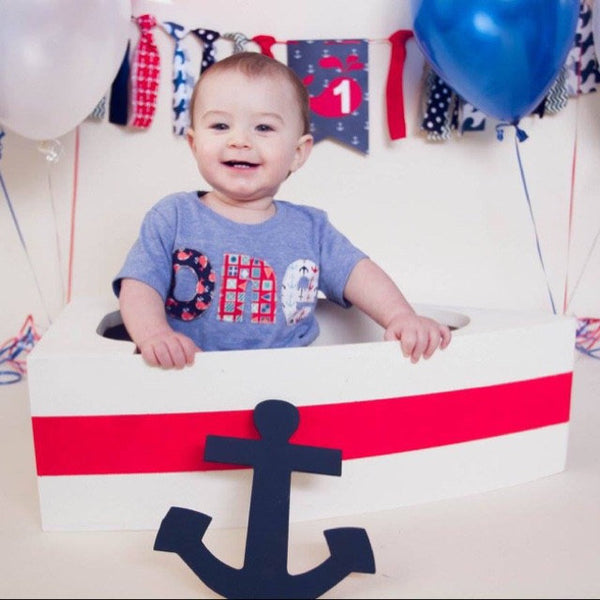 ocean waves birthday shirt shark jolly roger skull boat nautical ocean ship pirate anchor on heathered grey 1 boys first red white and blue