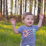 grass green, orange, brown chevron one for 1st Birthday shirt Number- Pick a chevron color on grey Fall Autumn Farm Pumpkin patch orchard