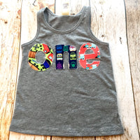 Train track 1 Birthday Shirt grey tank top one for boys 1st first caboose locomotive railroad tank engine vehicle car truck sleeveless baby