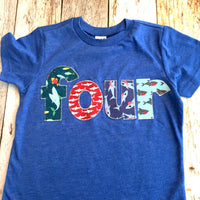 Fish shark four birthday shirt | 4 year old |4th Birthday Shirt | skull and crossbones/ nautical ocean sea pool party | anchors blue Red