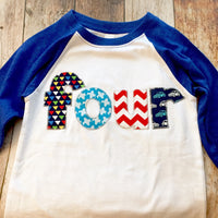 Cars birthday shirt, airplane birthday shirt, Boy 4th Birthday, four shirt,  4 year old boy, royal blue and white Raglan, blue, aqua, teal
