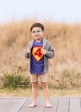 Superhero Birthday Shirt, Number 4, 4th birthday, superman Children Costume, super hero cape, action hero, shield, red yellow blue cake