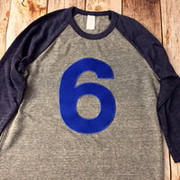 Yellow Number Birthday Shirt, baseball sports, 6th Birthday, Boy Navy and Grey raglan, six shirt, 6 year old, cake smash, favors, ideas