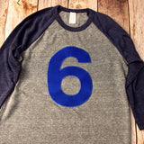 Yellow Number Birthday Shirt, baseball sports, 6th Birthday, Boy Navy and Grey raglan, six shirt, 6 year old, cake smash, favors, ideas