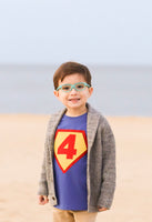 Superhero Birthday Shirt, Number 4, 4th birthday, superman Children Costume, super hero cape, action hero, shield, red yellow blue cake