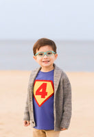 Superhero Birthday Shirt, Number 4, 4th birthday, superman Children Costume, super hero cape, action hero, shield, red yellow blue cake