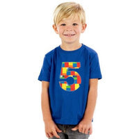 5 Building brick shirt, five construction blocks birthday outfit, 1 2 3 4 5 Birthday Shirt, 5th primary color blue red yellow plastic toys