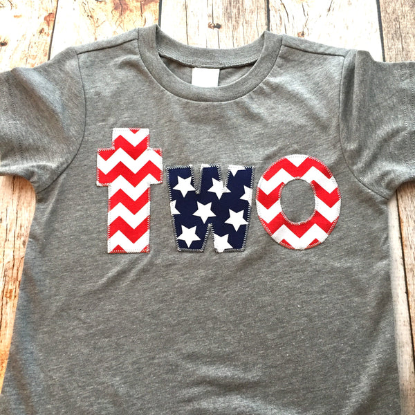 Flag Birthday Shirt, two year old, 2 stars and stripes 2nd birthday outfit, red white and blue, American USA America nautical, 4th of July,