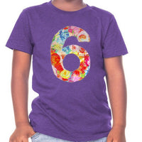 Flower Birthday shirt | flower girl outfit | floral pink purple | fabric applique number | 1 2 3 4 5 6 7 8 year old, 1st 2nd 3rd 4th 5th 6th