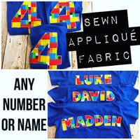 4 Birthday shirt, construction blocks outfit, 4th Building brick, four, custom personalized boy, 1 2 3 4 5 6 7 8 9 year old
