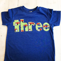 farm tractor birthday outfit 1 2 3 4 5 Birthday Shirt royal blue short sleeve green animal cow pig horse cowboy western cake favors bandana