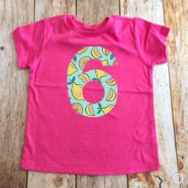 Lemon birthday outfit 1 2 3 4 5 girls Birthday Shirt pink short sleeve purple teal yellow aqua lemonade
