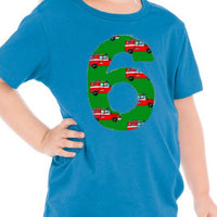 Fire truck birthday shirt, boys party outfit, fire truck birthday, boys fire truck shirt, fire engine, gift, toddler green blue red aqua