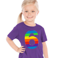 Rainbow Birthday shirt, cloud unicorn party outfit, invitation, teal pink purple, fabric applique girl, 6th, six, 1 2 3 4 5 6 7 8 year old