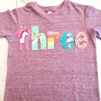 unicorn Birthday shirt, 3rd, three rainbow party outfit, pink purple, number girl, 1 2 3 4 5 6 7 8 year old supplies, 1st 2nd 4th 5th 6th