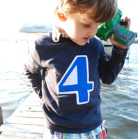 Birthday Shirt in Royal and Navy with a Big 1 2 3 4 5 or 6