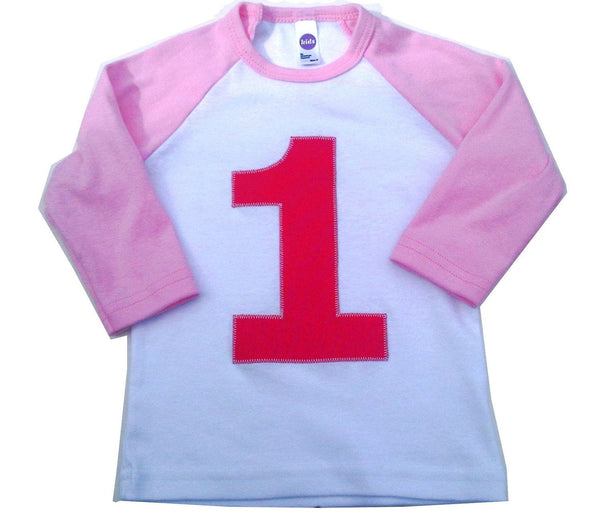 Birthday T Shirt Children Spring 1st, 2nd, 3rd Birthday Raglan Shirt Girl 1 2 3 4 5