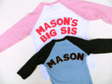 Baseball sports Monogram Personalized custom Add NAME or message Birthday Shirt 1st Sibling Bro Sis outfit Photos boys or girls