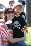 Cute Nautical Mom with Hip and Cool Skull T Shirt Pirate Theme Birthday Party Shirt